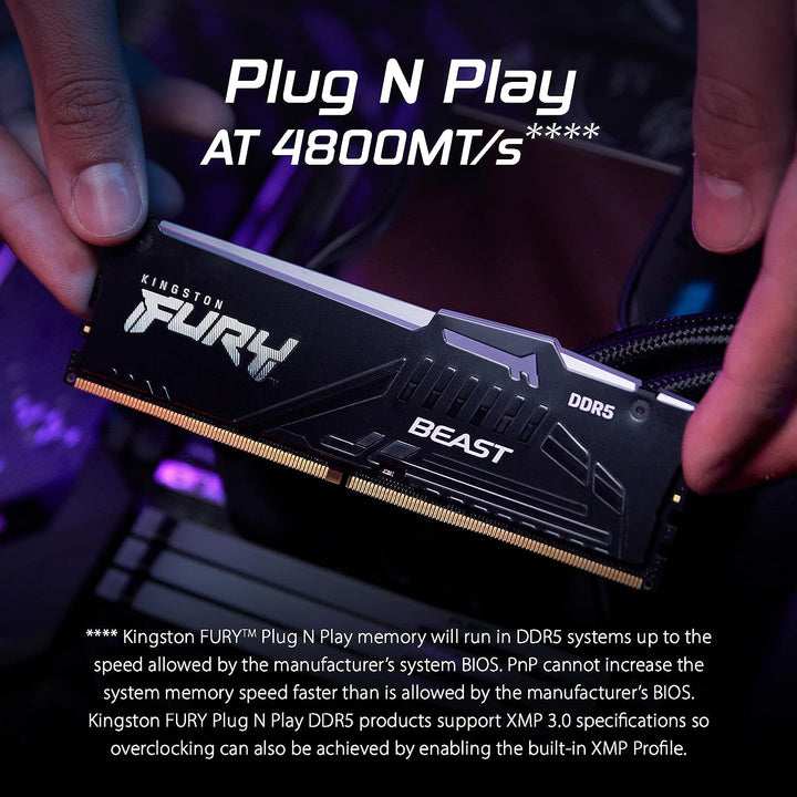 Kingston | RAM 32GB 5600MHz DDR5 CL36 UDIMM FURY Beast - Black RGB (Kit of 2x16GB) | KF556C36BBEAK2-32