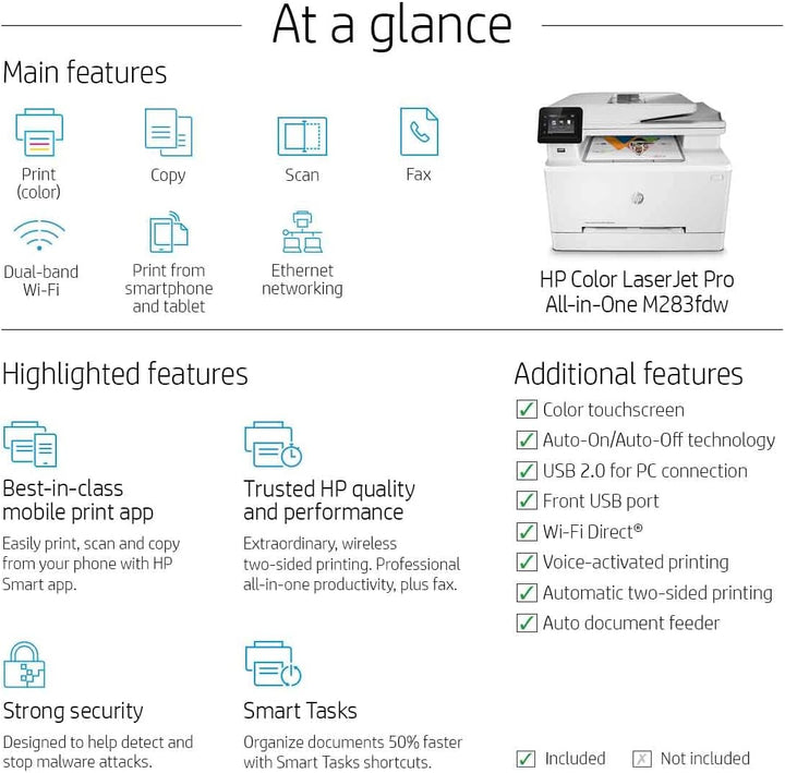 HP | LaserJet Pro M283fdw Multifunction Colour Laser Printer | 7KW75A#BGJ
