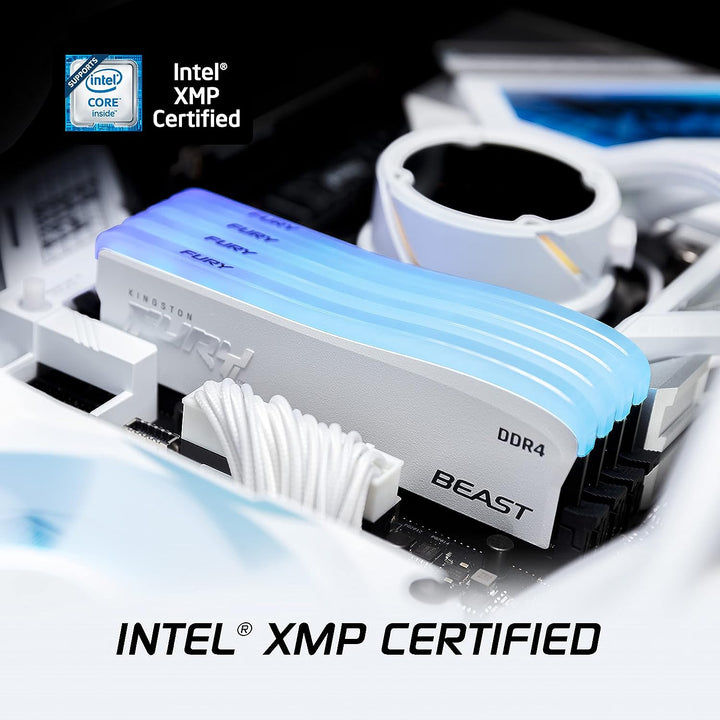 Kingston | 32GB 3200MHz DDR4 CL16 UDIMM FURY Beast - White RGB (Kit of 2x16GB) | KF432C16BWAK2/32