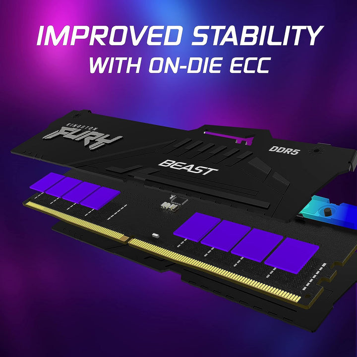 Kingston | RAM 32GB 5600MHz DDR5 CL36 UDIMM FURY Beast - Black RGB (Kit of 2x16GB) | KF556C36BBEAK2-32