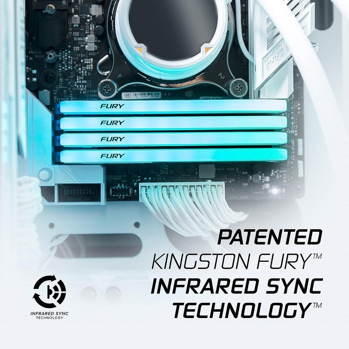 Kingston | 32GB 3200MHz DDR4 CL16 UDIMM FURY Beast - White RGB (Kit of 2x16GB) | KF432C16BWAK2/32