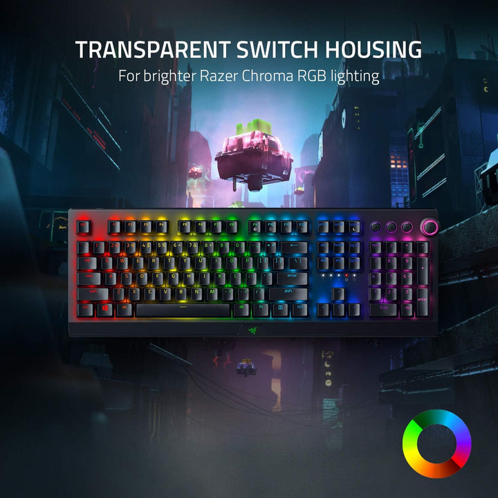 Razer | BlackWidow V3 Pro Wireless Mechanical Gaming Keyboard w/Chroma RGB (Green Switch) - Clicky - Black | RZ03-03530200-R