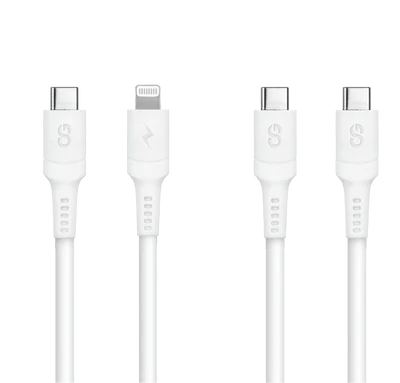 Logiix | Sync & Charge Cable 2 Pack USB-C to Lightning & USB-C to USB-C 5ft/1.5m - White | LGX-13663 Logiix | Sync & Charge Cable 2 Pack USB-C to Lightning & USB-C to USB-C 5ft/1.5m - White | LGX-13663