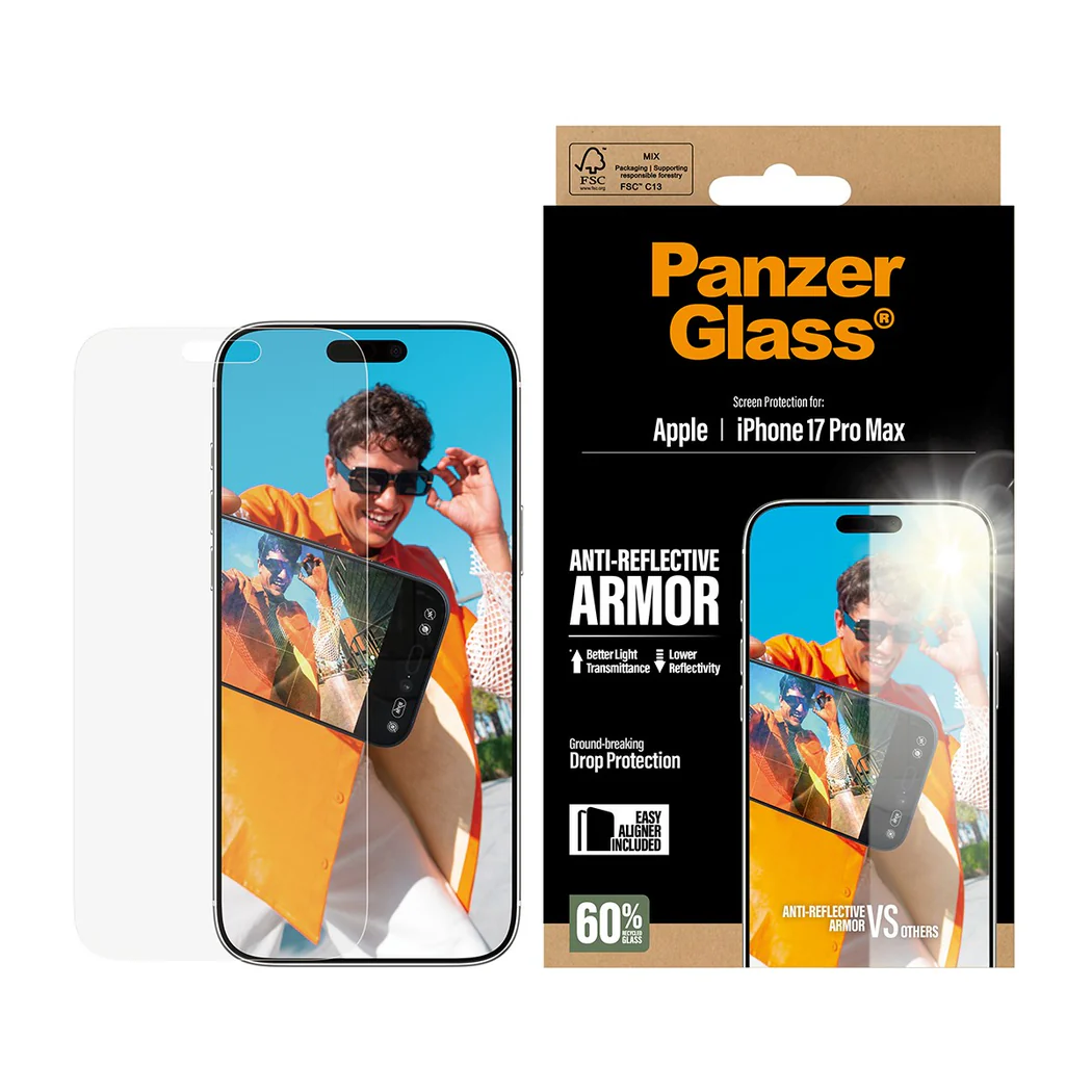 PanzerGlass | Ultra Wide Fit Anti-Reflective Armor Screen Protector iPhone 17 Pro Max EasyAligner - Clear | PG-34684CA