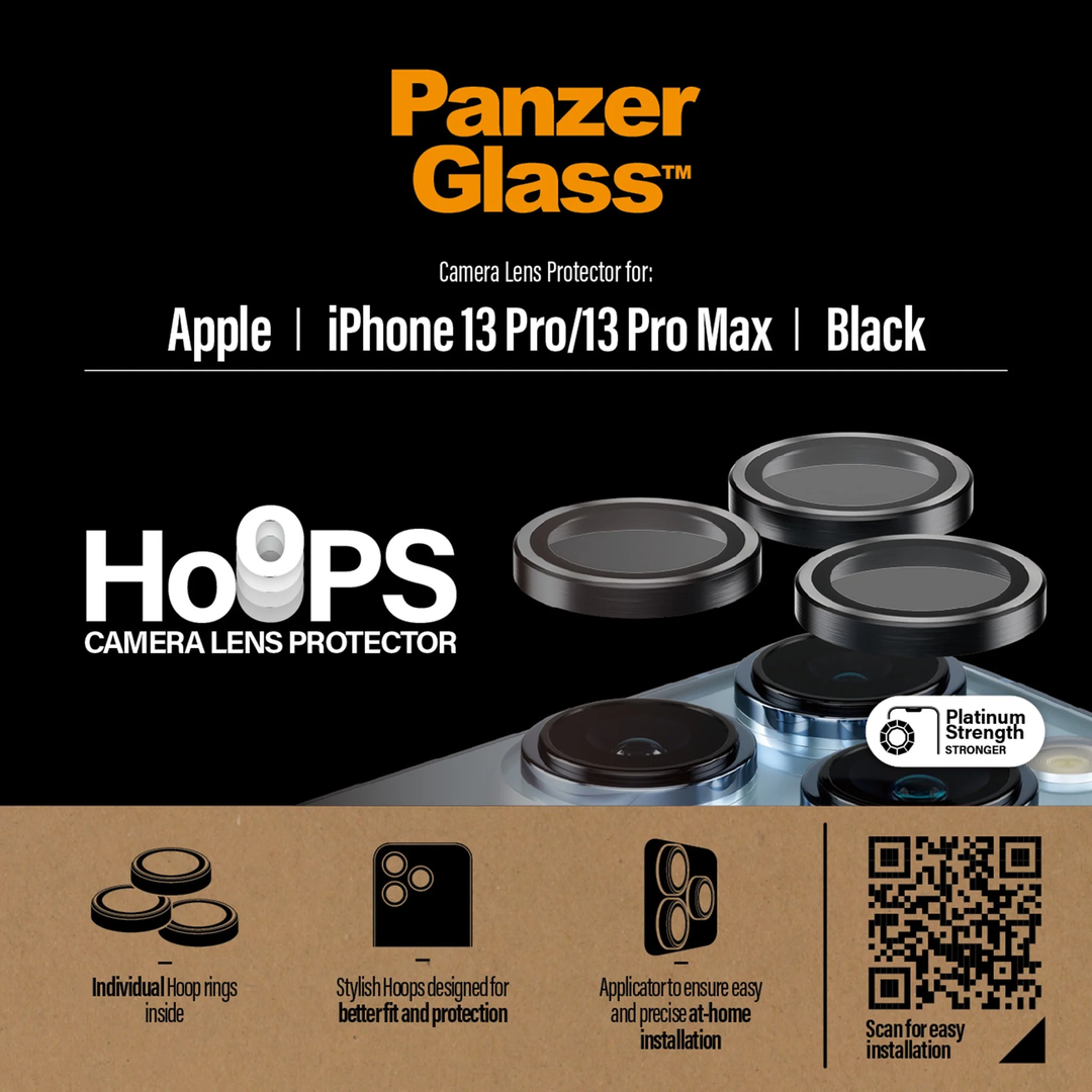 PanzerGlass | Camera Lens Protector Hoops for iPhone 13 Pro/13 Pro Max - Black | PG-1143