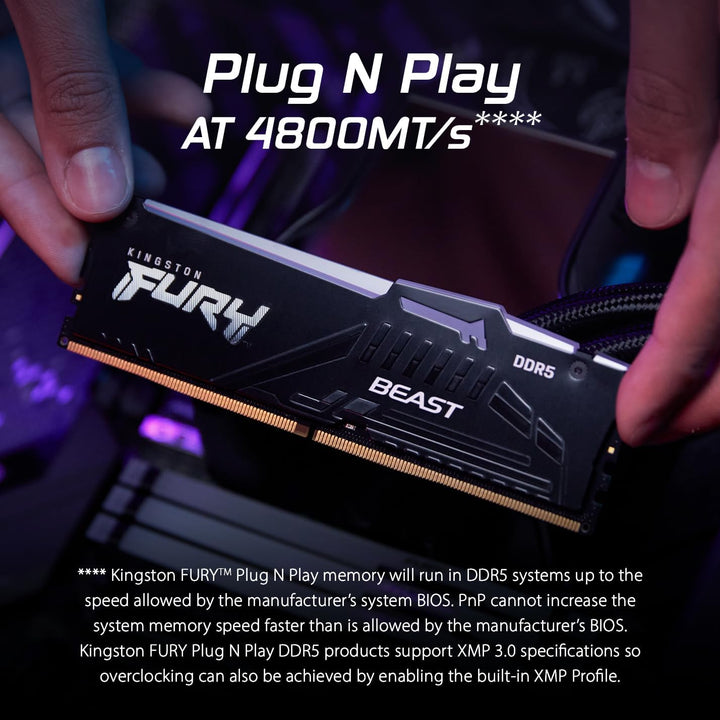 Kingston | Fury Beast RGB 32GB (2x16GB) 6000MT/s DDR5 CL36 Desktop Memory AMD Expo Plug N Play Kit of 2| KF560C36BBE2AK2-32