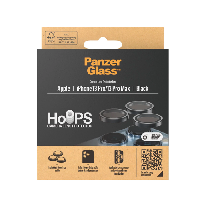 PanzerGlass | Camera Lens Protector Hoops for iPhone 13 Pro/13 Pro Max - Black | PG-1143