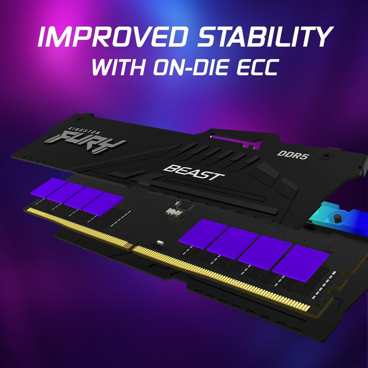 Kingston | Fury Beast RGB 32GB (2x16GB) 6000MT/s DDR5 CL36 Desktop Memory AMD Expo Plug N Play Kit of 2| KF560C36BBE2AK2-32
