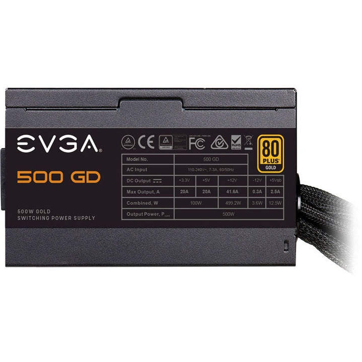 EVGA | Power Supply 500 GD 500W 80+GOLD 120mm Sleeve Bearing   EVGA PS | 100-GD-0500-V1 500 GD 500W 80+GOLD 120mm Sleeve Bearing 100-GD-0500-V1