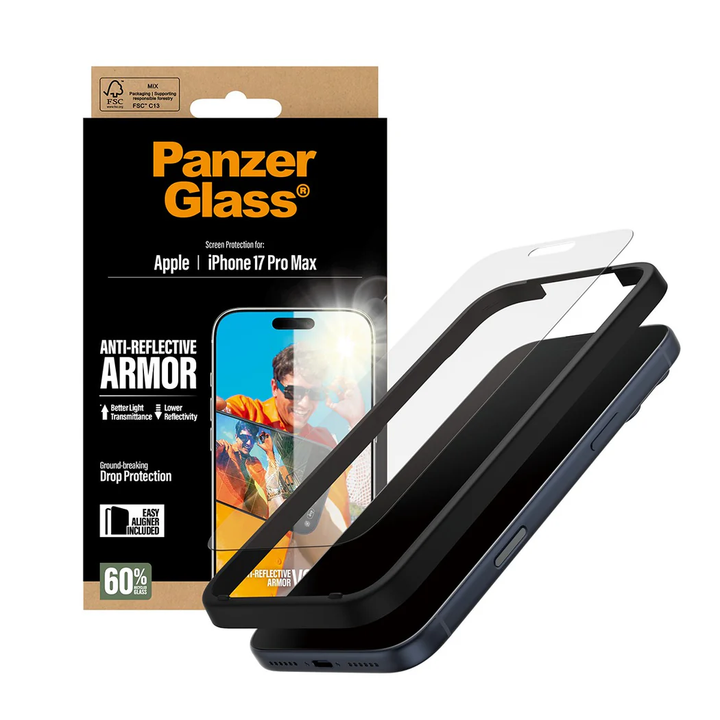 PanzerGlass | Ultra Wide Fit Anti-Reflective Armor Screen Protector iPhone 17 Pro Max EasyAligner - Clear | PG-34684CA