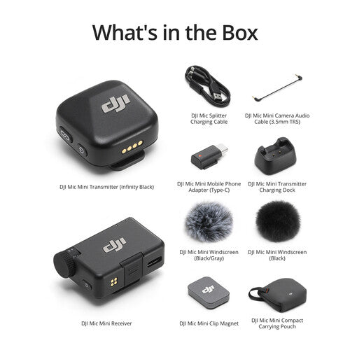 DJI | Mic Mini (1 TX + 1 RX) Compact Wireless Microphone System for Camera & Smartphone (2.4 GHz) | CP.RN.00000432.02