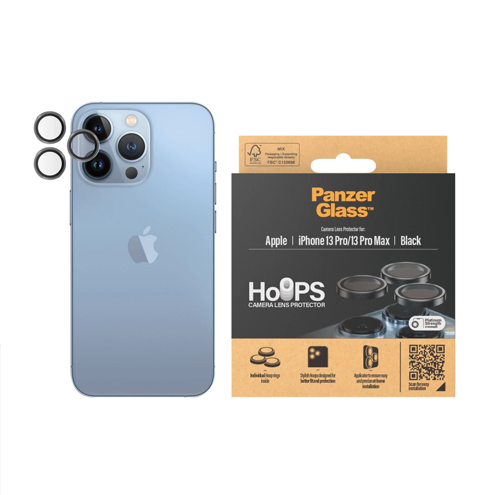PanzerGlass | Camera Lens Protector Hoops for iPhone 13 Pro/13 Pro Max - Black | PG-1143