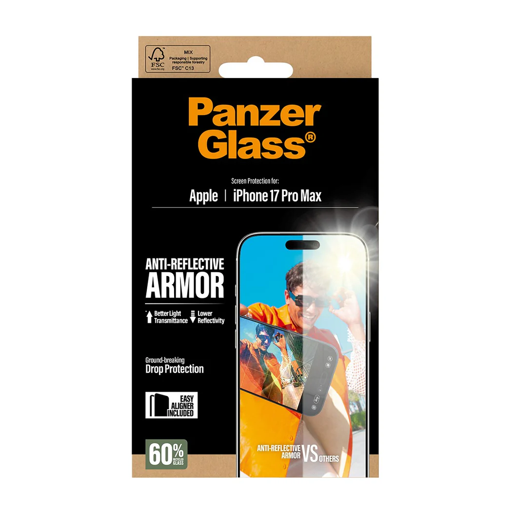 PanzerGlass | Ultra Wide Fit Anti-Reflective Armor Screen Protector iPhone 17 Pro Max EasyAligner - Clear | PG-34684CA