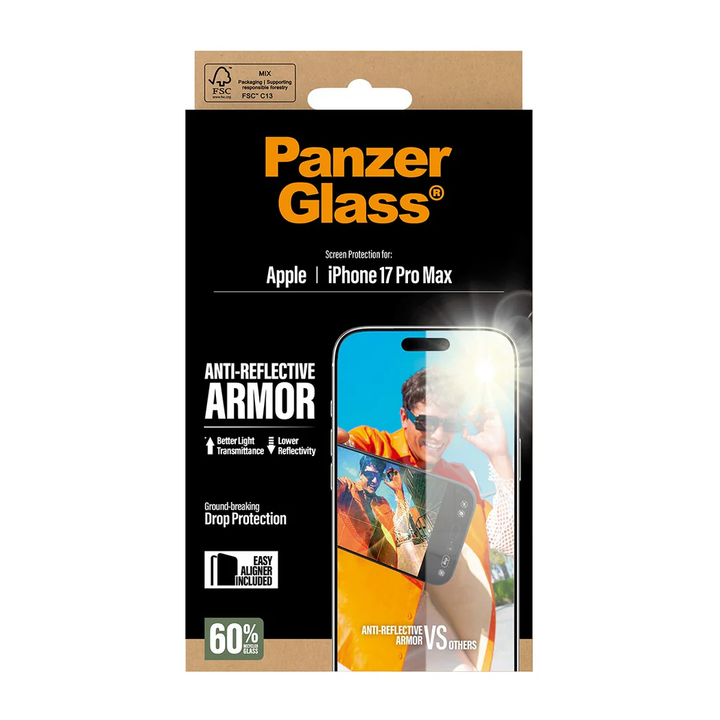 PanzerGlass | Ultra Wide Fit Anti-Reflective Armor Screen Protector iPhone 17 Pro Max EasyAligner - Clear | PG-34684CA