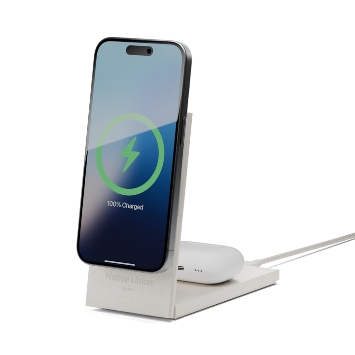 Native Union | Rise 2-in-1 Magnetic Wireless Charger - Sandstone | RS-2IN1-SAN