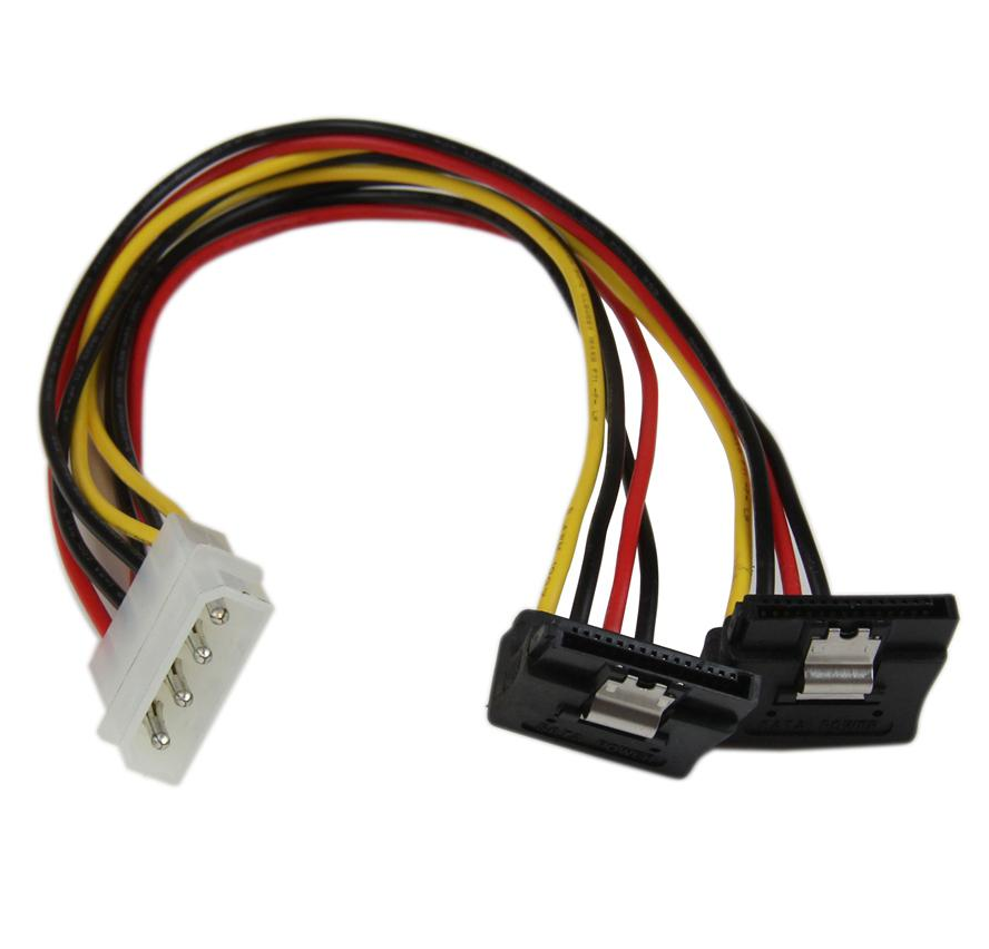 Startech | 12in Lp4 To 2x Right Angle Latching Sata Power Y Cable Splitter - 4 Pin Lp4 to Dual Sata | Pyo2lp4lsatr
