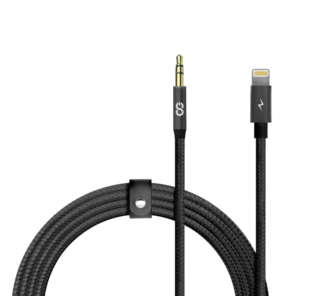 LOGiiX | Aux to Lightning - Piston Connect Braid - 1M / 3FT - Black | LGX-12975