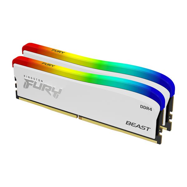 Kingston | 32GB 3200MHz DDR4 CL16 UDIMM FURY Beast - White RGB (Kit of 2x16GB) | KF432C16BWAK2/32