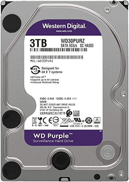 WD PURPLE 3TB SATA 6 GB/S 64MB INTELLIPOWER 3.5 3 YEARS WARRANTY WD30PURZ