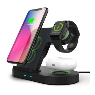 Hypergear | 15W Black 3-in-1 Wireless Charging Dock for Phone, Watch & Wireless Headphones | 15-08213