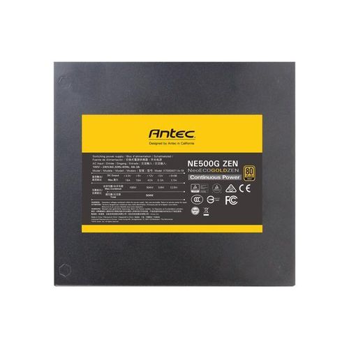Antec | Power Supply 500W NeoECO Gold Zen 80 PLUS GOLD Certified with 120mm Silent Fan NE500G Zen