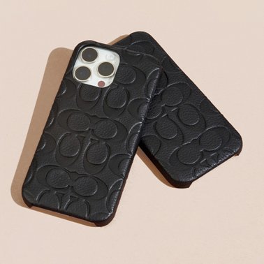 Coach | Leather Slim Wrap Signature C Case iPhone 15 Pro Max - Black Emboss | 15-12461
