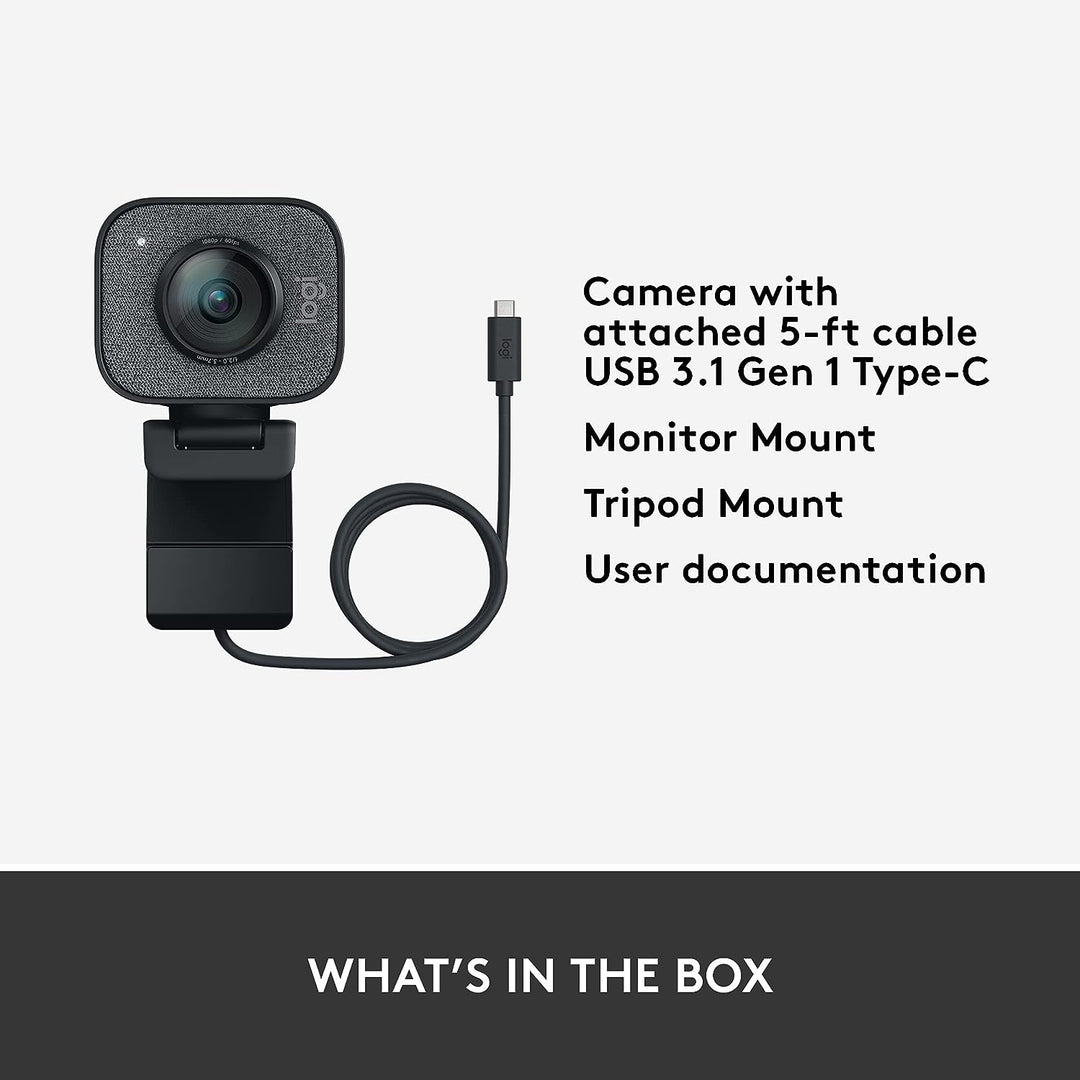 Logitech | Steamcam Plus HD/1080p 60FPS USB-C Webcam - Graphite | 960-001280