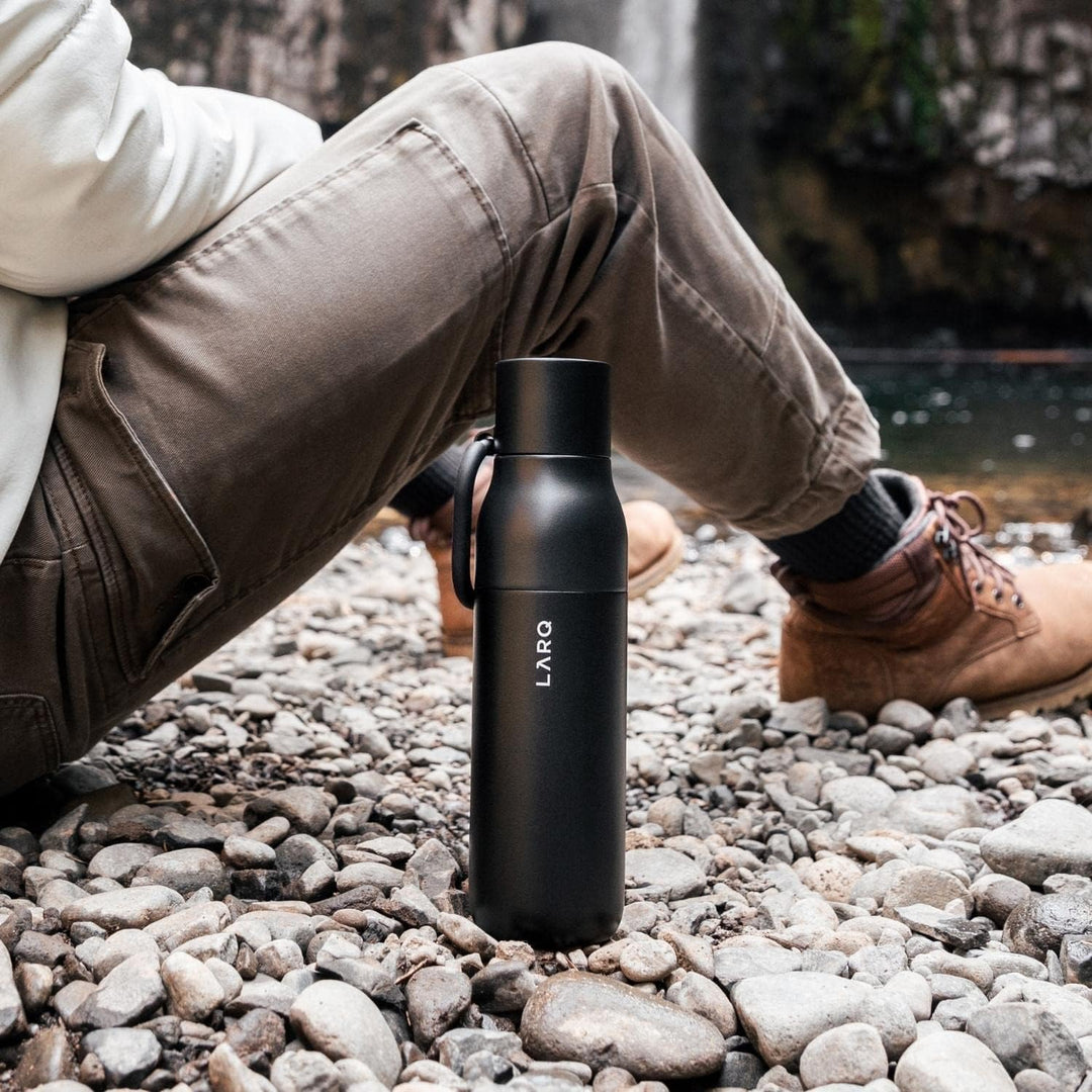 Larq | Flip Top 740ml (25 oz.) Insulated Stainless Steel Water Bottle - Obsidian Black | BNSOB074A