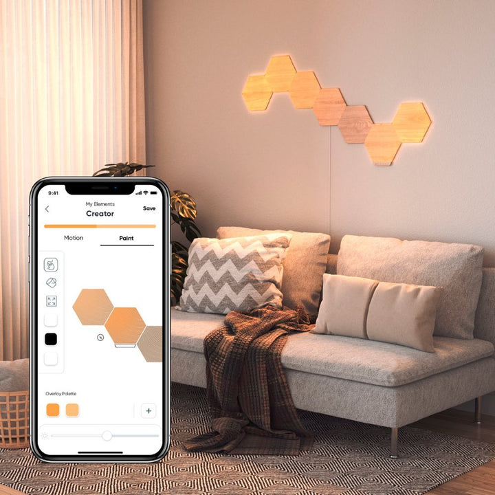 Nanoleaf | Elements Wood Look Hexagons Smarter Kit 7 Panels | NL52-K-7003HB-7PK |