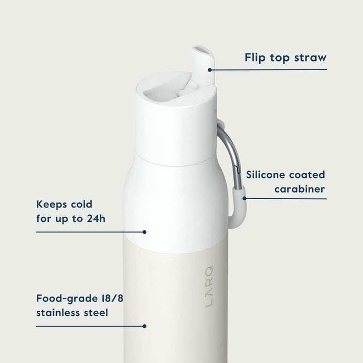 Larq | Flip Top 740ml (25 oz.) Insulated Stainless Steel Water Bottle - Granite White | BNSGW074A