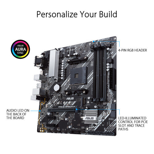 Asus | Motherboard AMD B450 AM4 128GB DDR4 mATX RGB AuraSync | PRIME B450M-A II
