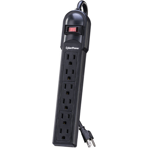 Cyberpower | 6-Outlet 125V 4Ft  Essential Series Surge Protector - Black | CSB604