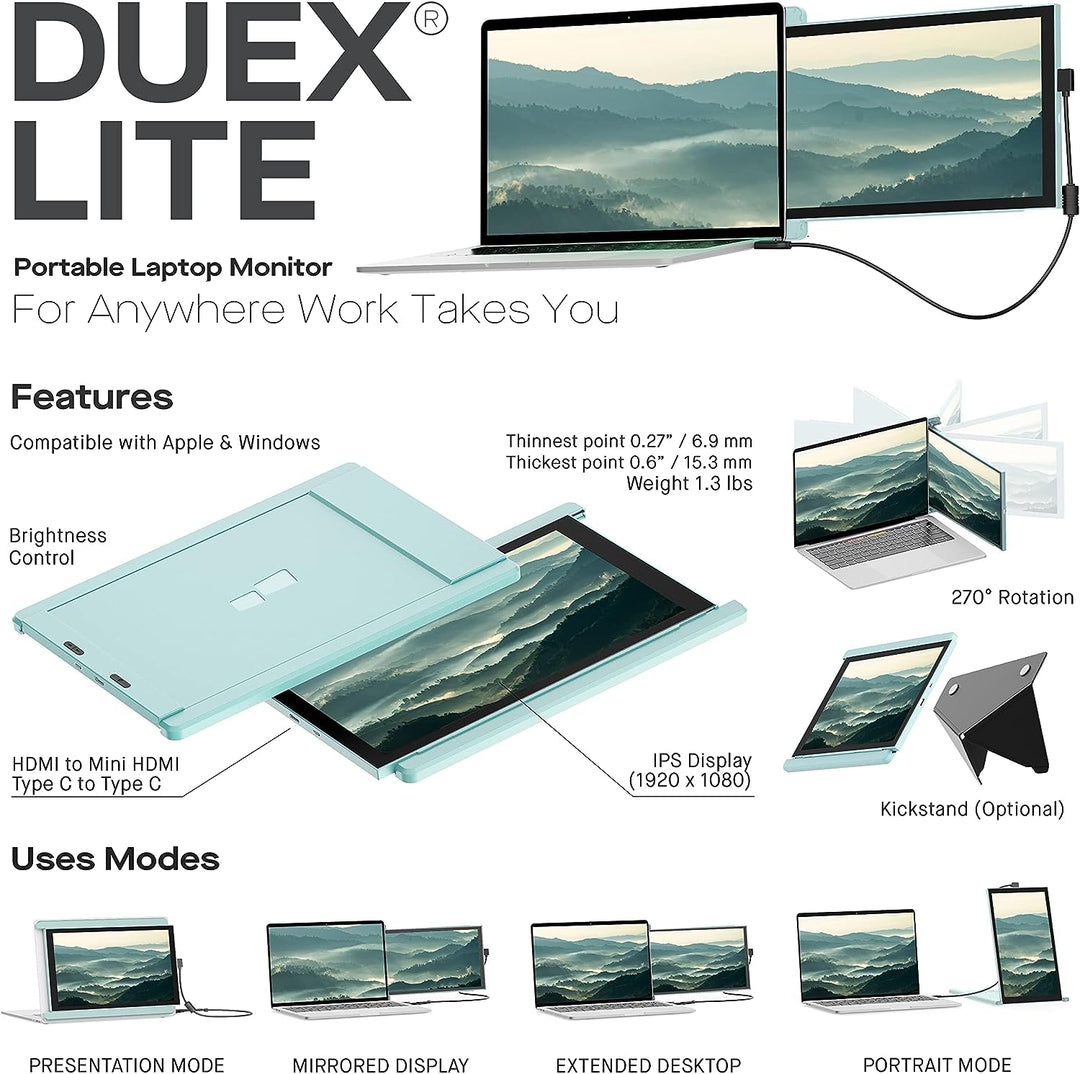Mobile Pixels | Duex Lite 12.5" FHD Monitor -Mint | MP-101-1005P06