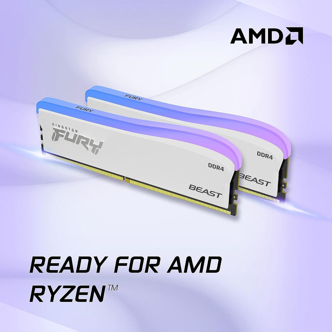 Kingston | RAM UDIMM 16GB 3600MT/s DDR4 CL18 DIMM FURY Beast White RGB SE | KF436C18BWA/16