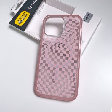 Otterbox | Symmetry w/ MagSafe Clear Series Case iPhone 15 Pro Max - Pink (Checkmate) | 15-11600