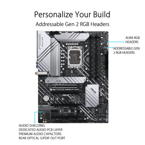 Asus  | Prime Intel Z690-P LGA 1700 ATX Motherboard, M.2 x3, 128GB DDR5, WiFi6 | PRIME Z690-P WIFI