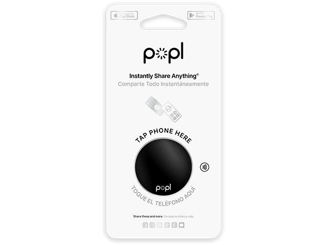 Popl | Digital Business Card - Phone Tag - Flat Circle - Black | FLT-BLK