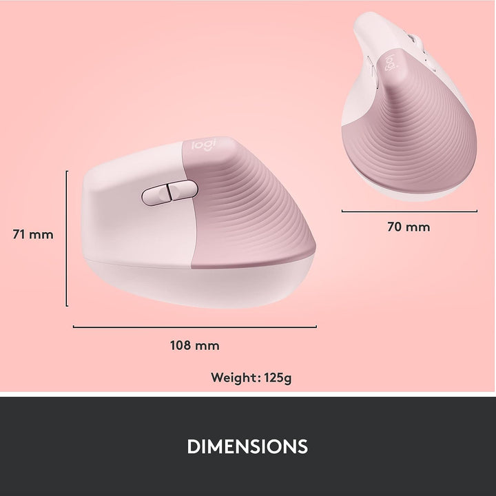 Logitech | Lift Vertical Ergonomic Mouse - Right Handed - Rose | 910-006472