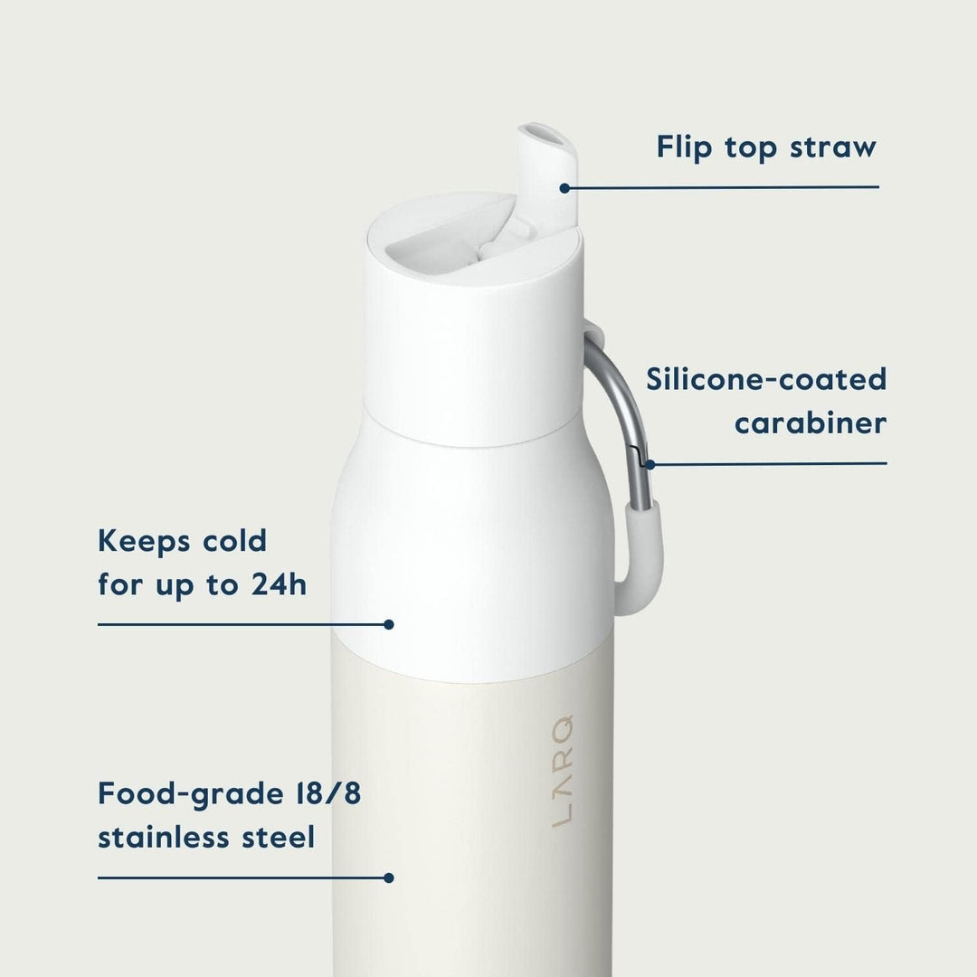 Larq | Flip Top 500ml (17 oz.) Insulated Stainless Steel Water Bottle - Granite White | BNSGW050A