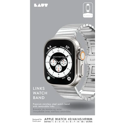 //// Laut | Links for Apple Watch 42/44/45mm Series 1-8/SE/Ultra - Silver | L_AWL_LI_SL