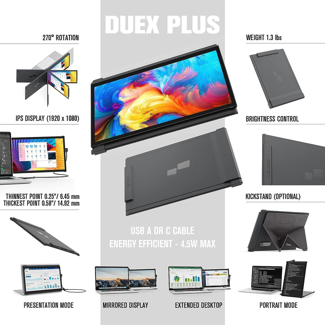 Mobile Pixels | Duex Plus 13.3" Monitor - Black  | MP-101-1006P01