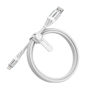 Otterbox | USB-A to Lightning - Charge/Sync Braided Cable 3ft/1m - White | 15-12155