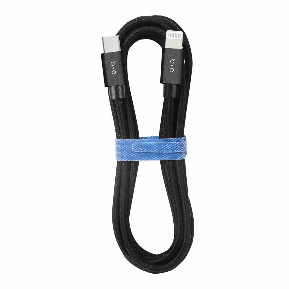 Blu Element | Charge/Sync Braided USB-C to Lightning Cable 10ft Black | 107-1614