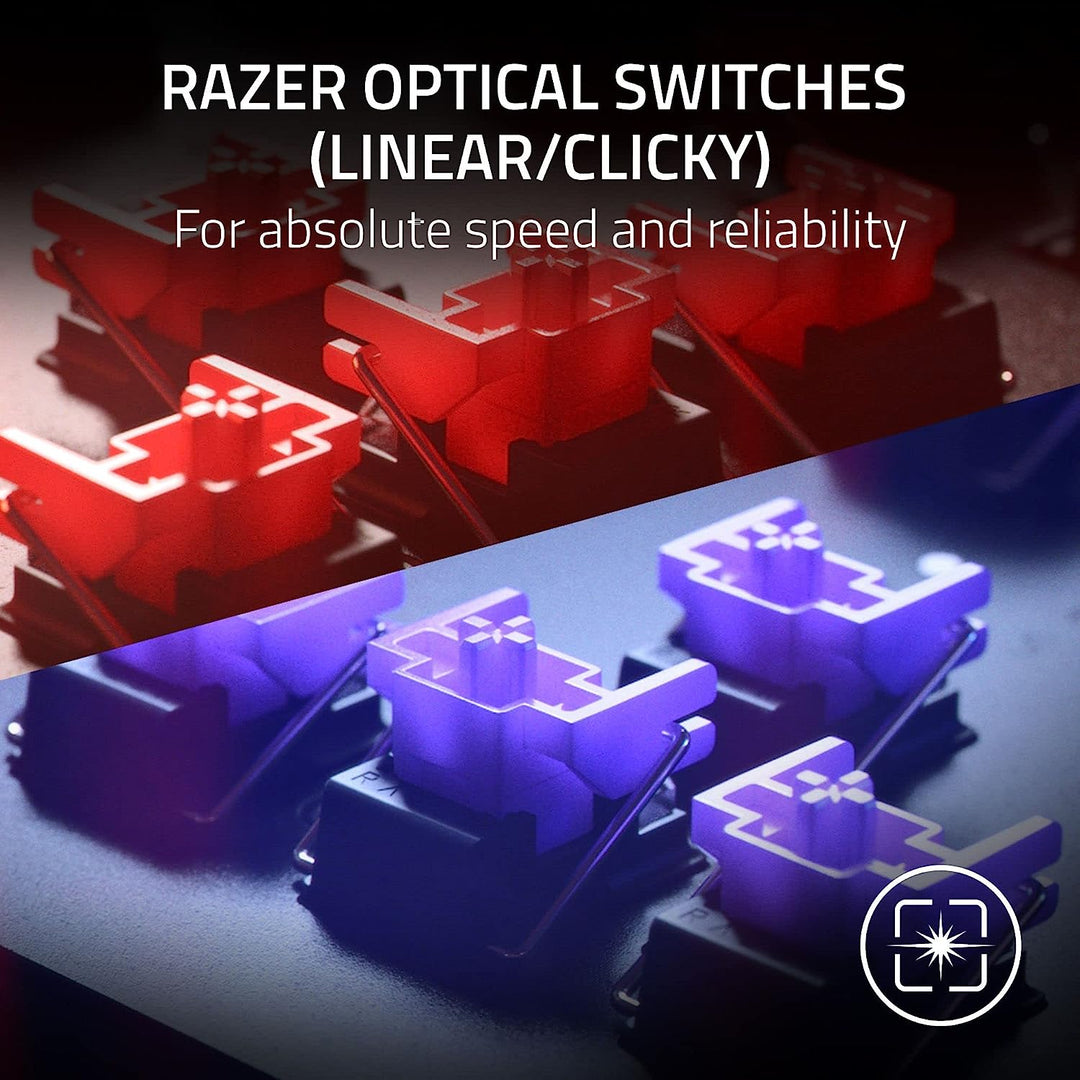 Razer | Huntsman V2 TKL Backlit Mechanical Clicky Purple Optical Ergonomic Gaming Keyboard - Black | RZ03-03940400-R3U1