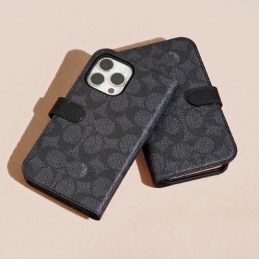 Coach | Folio Signature C Case iPhone 15 Pro - Charcoal | 15-12446