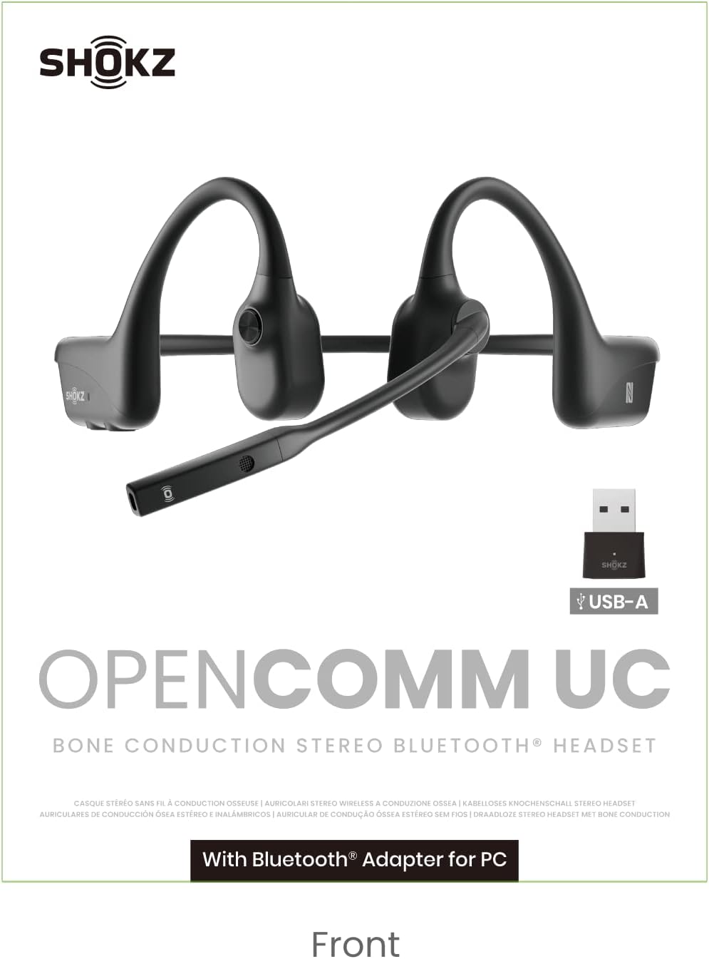 Shokz | OpenComm2 UC Bluetooth Headset With Boom Mic & USB-C Dongle - Black | C110-AA-BK-CA-153