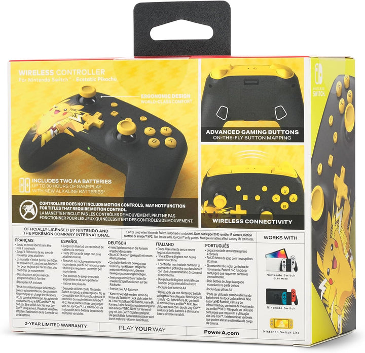 PowerA | Wireless Controller for Nintendo Switch - Ecstatic Pikachu Black | NSGP0016-01