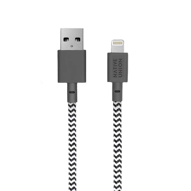 Native Union | USB-A to Lightning - Night Cable 3M/10FT - Zebra | NCABLE-L-ZEB-NP