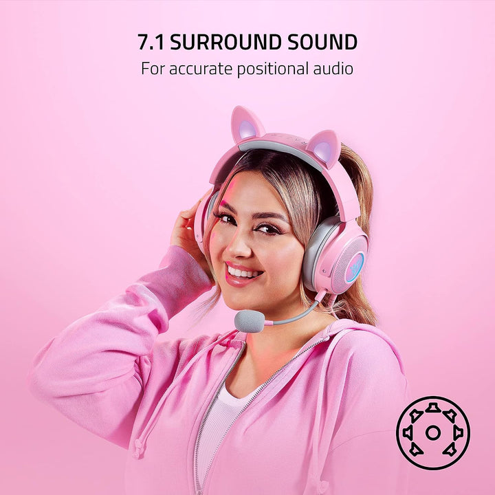 Razer | Kraken Kitty Edition V2 Pro Wired RGB Gaming Headset With Interchangeable Ears - Quartz |  RZ04-04510200-R