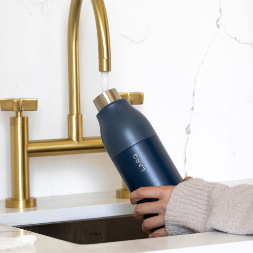 Larq | PureVis 740ml (25 oz.) Insulated Stainless Steel Water Bottle with Self-Cleaning Mode - Monaco Blue | BDMB074A